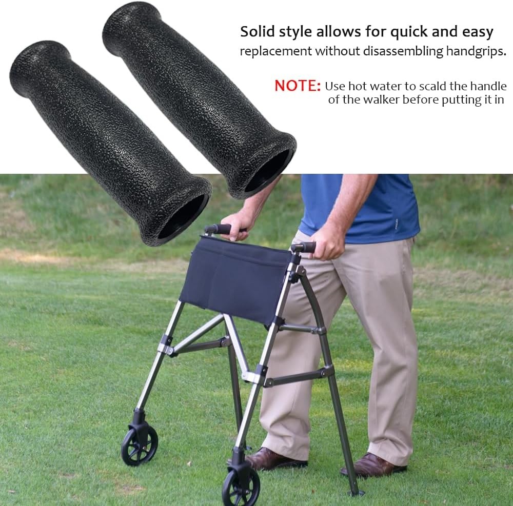 Crutch Hand Grips for Rollator Walker Replacement - Elderly & Disabled black