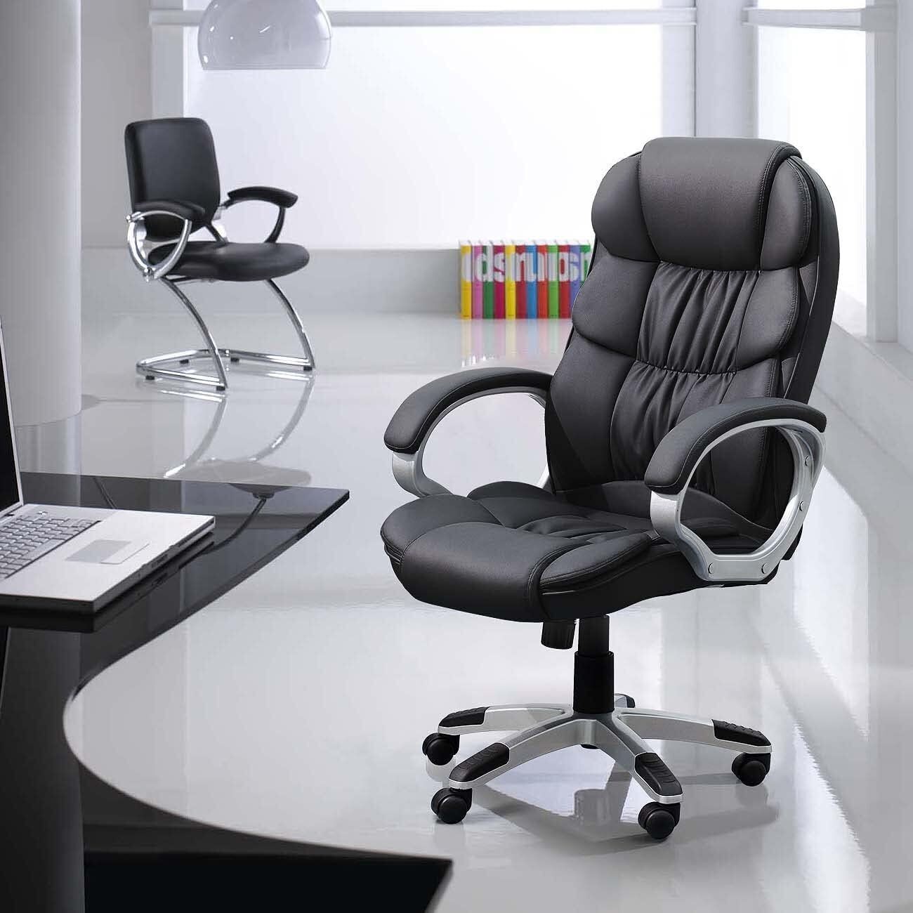 Office Chair High Back Computer Desk Chair PU Leather Adjustable Height Swivel