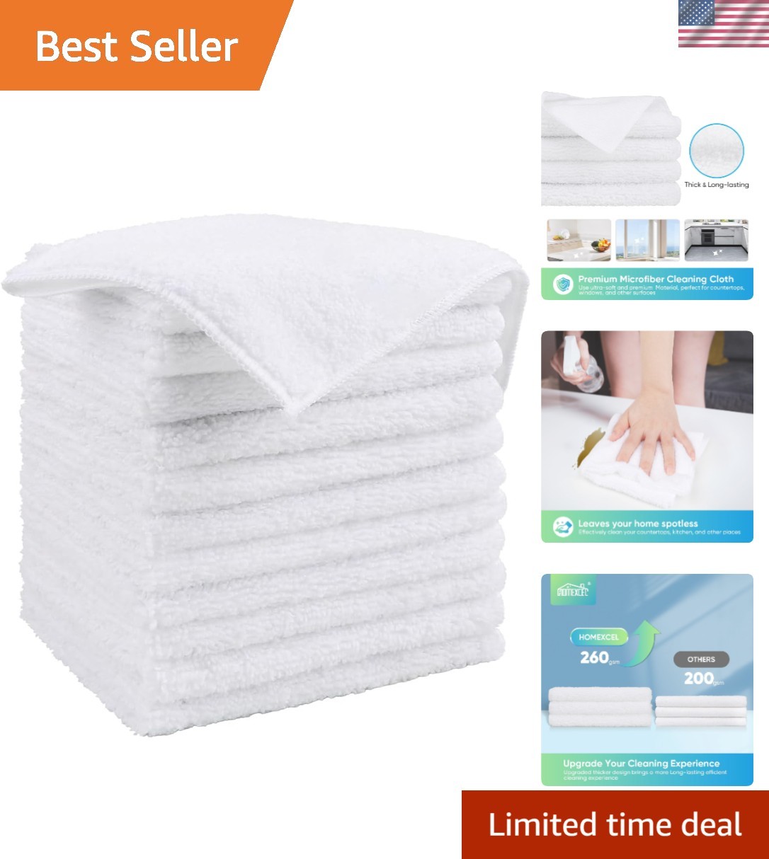 12 Pack Microfiber Cleaning Cloths - Lint-Free & Scratch-Free Elegance