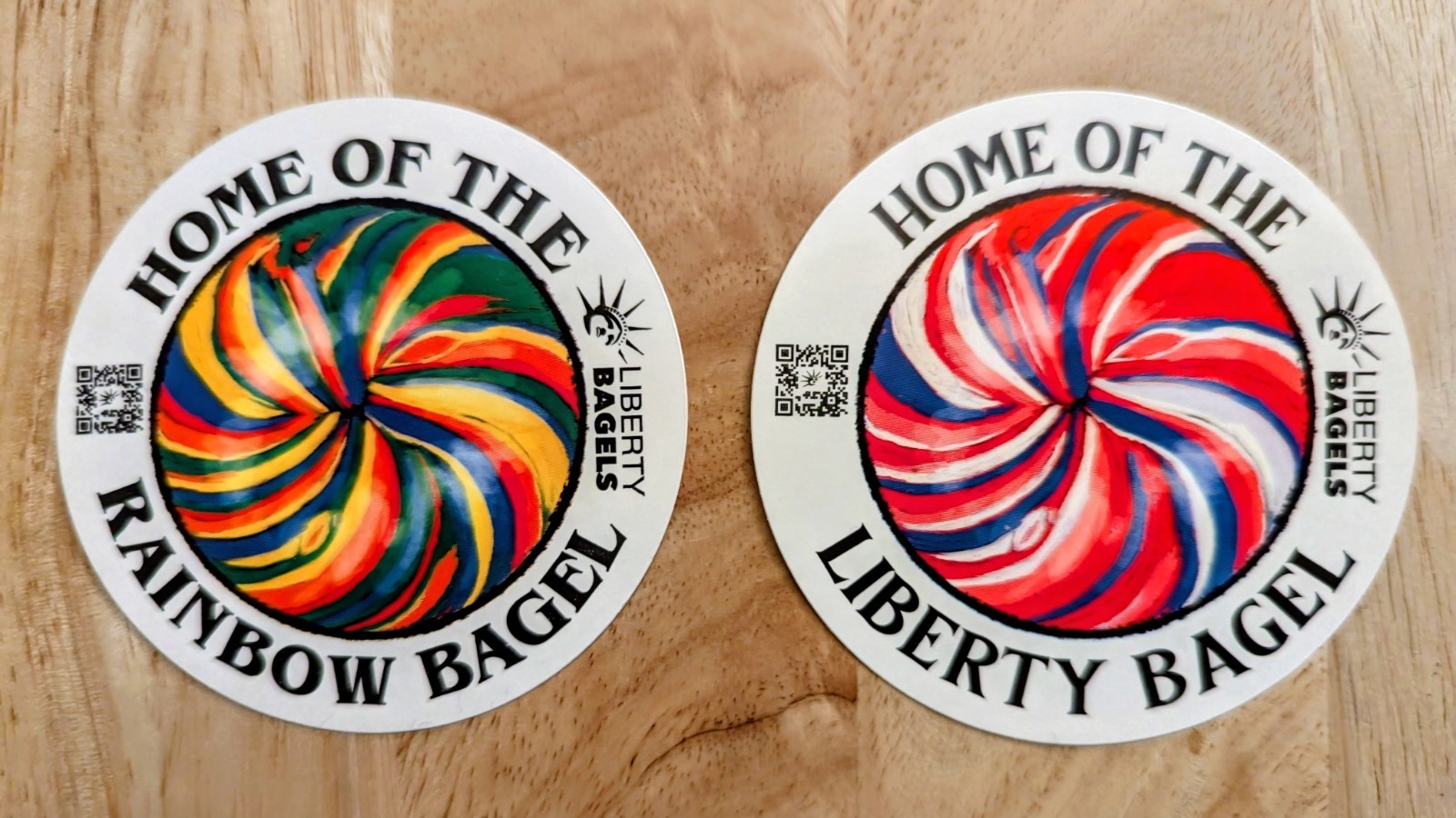 Set of 2 - Liberty Bagels Stickers "Home Of The Rainbow / Liberty Bagel" - New
