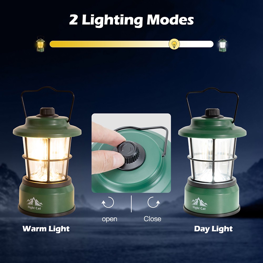 Night Cat LED Camping Lantern Battery Powered Lantern Stepless Dimming Switch