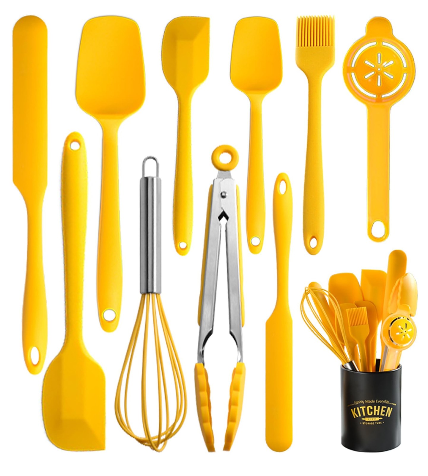 Silicone Spatula Set of 11 Kitchen Utensils with Iron Utensils Holder for Baking