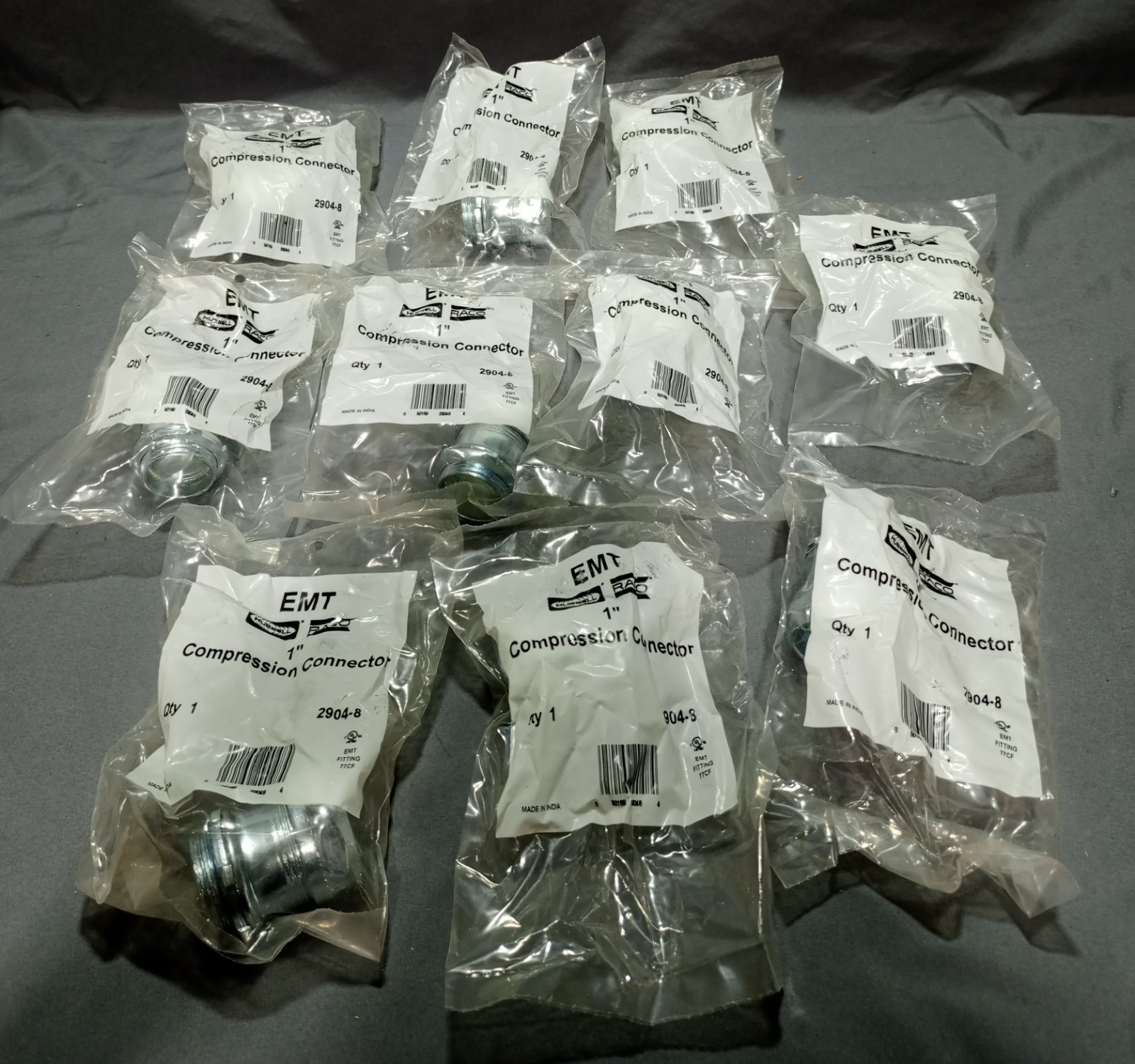 Lot Of 10 Hubbell Raco 2904-8 Compression Connector