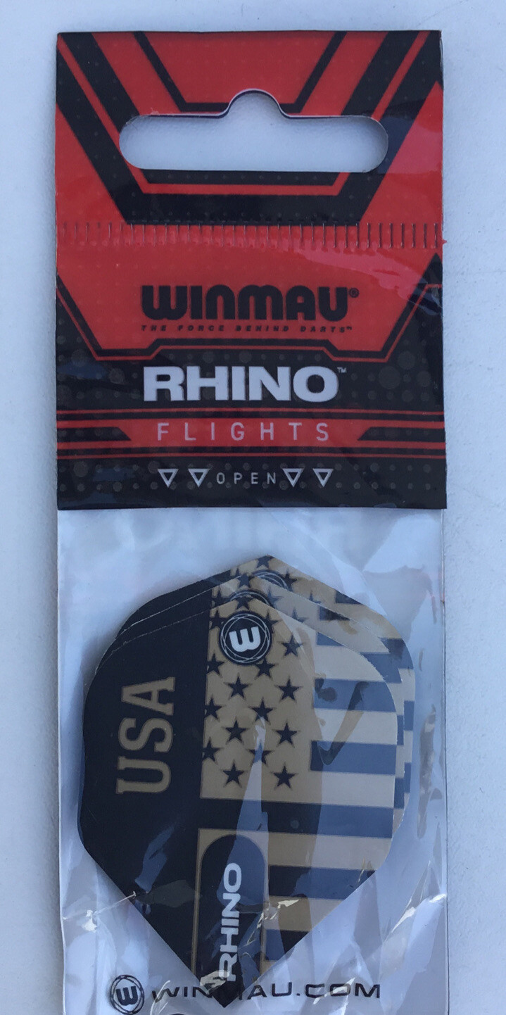 Winmau Rhino Black Gold USA Flag Standard Dart Flights