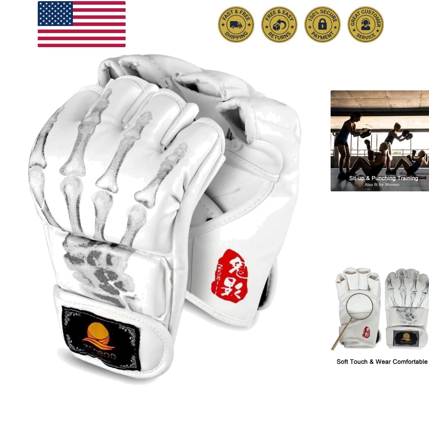 MMA Gloves, Half-Finger Boxing Fight Gloves MMA Mitts with Adjustable Wrist B...