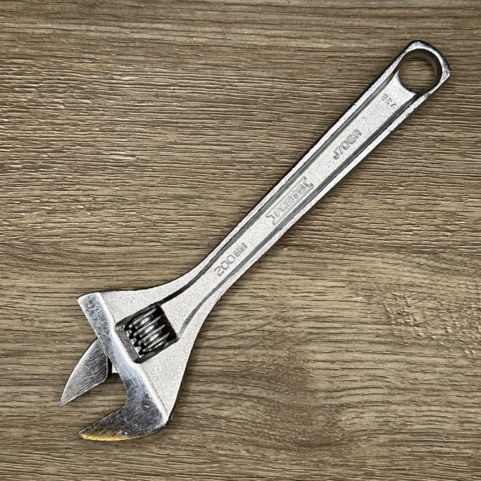 PROTO J708A Adjustable Wrench: , Chrome, 8 in Overall