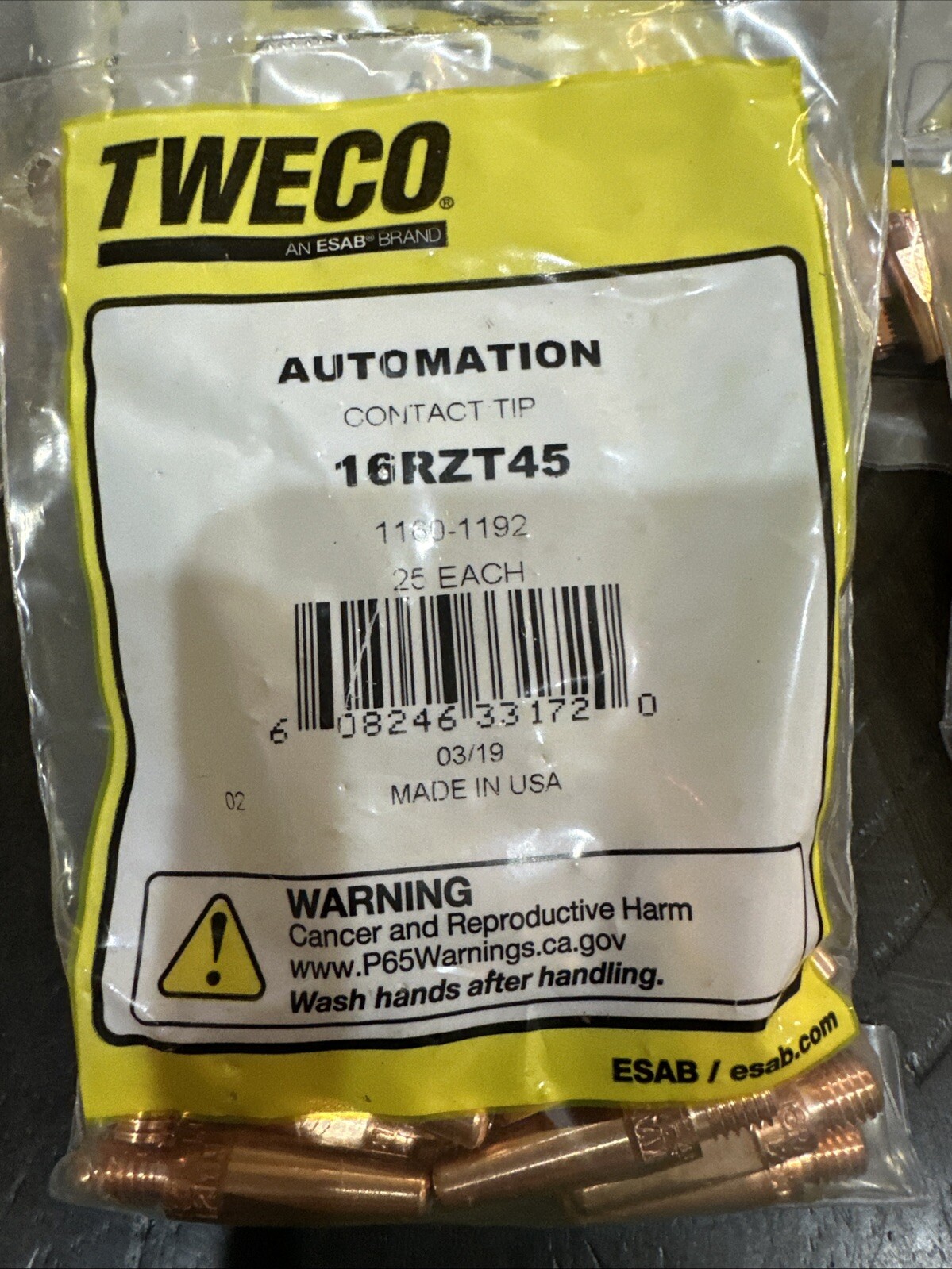 Tweco 16RZT45 Contact Tip - .045" - 1 2mm 11601192 QTY 25 pack NEW