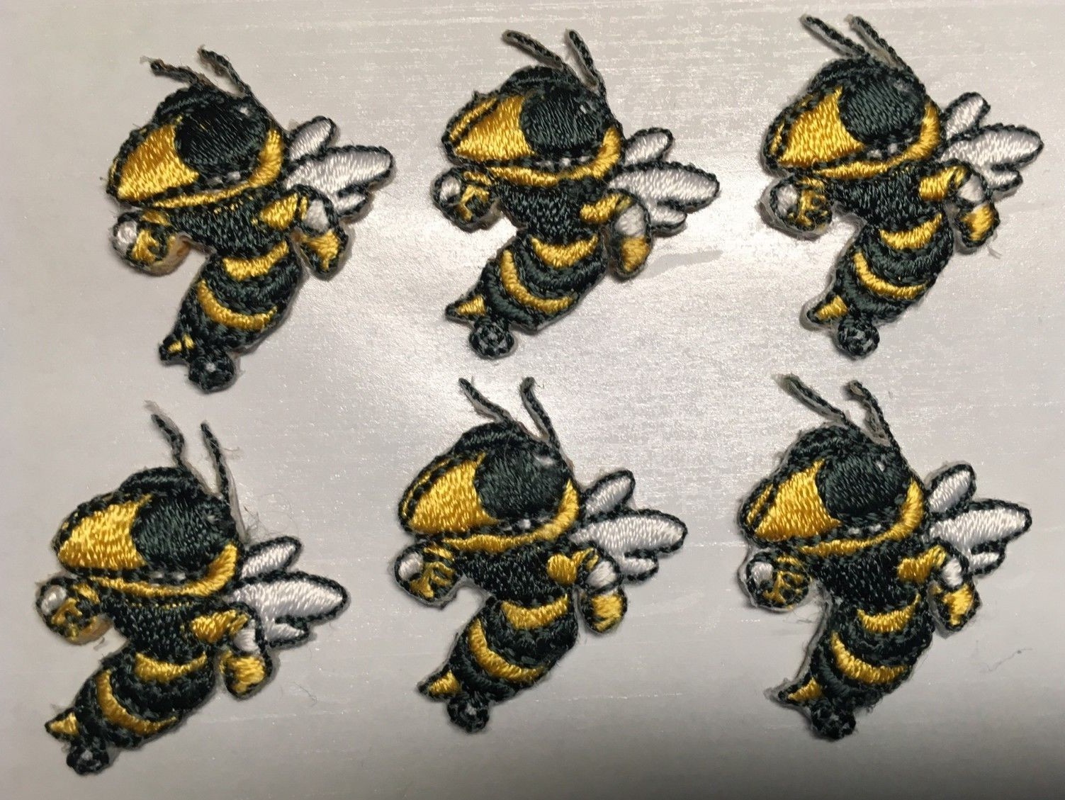 georgia tech patch GA yellow jacket bee patches iron on 1" x 1" lot of 6 pieces