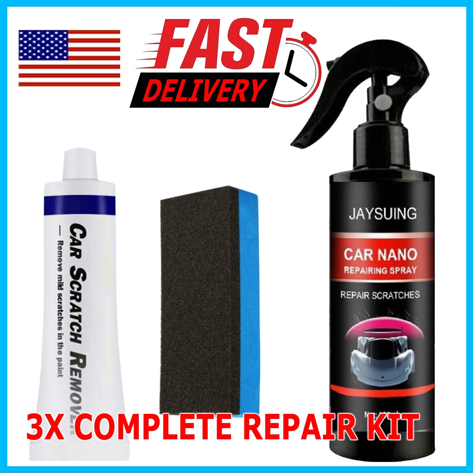 3PCs Car Scratch Repair Nano Spray Scratch Remover Ceramic Coating Paint Sealant