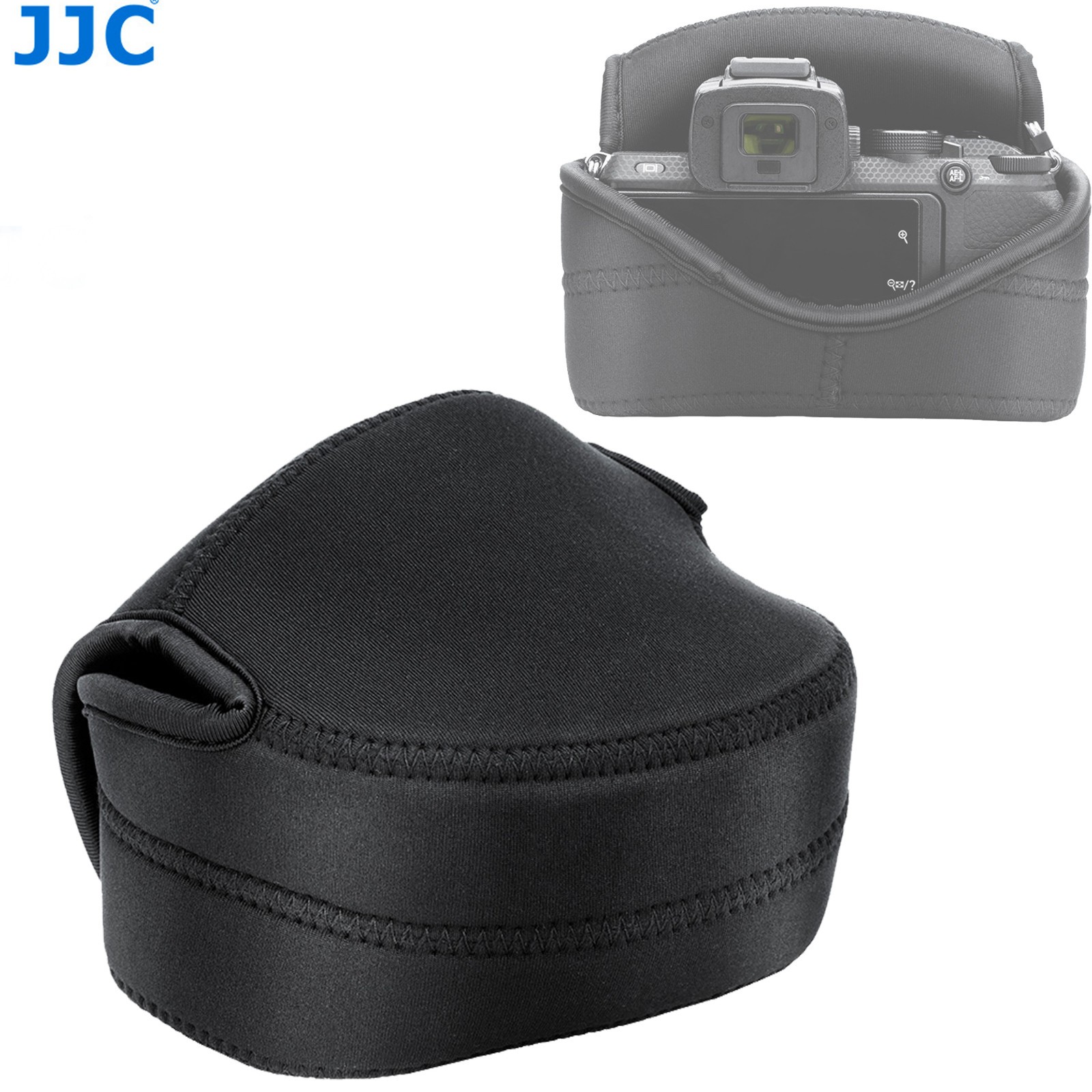 JJC Black Neoprene Pouch Case Bag Canon EOS R50 +RF-S 18-45mm/ RF 50mm F1.8 Lens