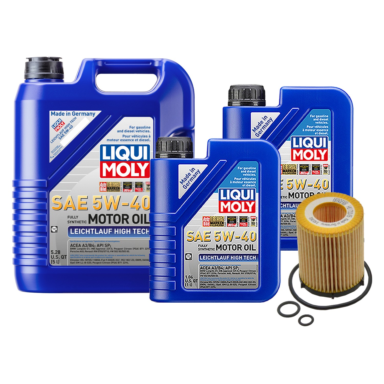 7L Liqui Moly Leichtlauf High Tech 5W40 Mann Oil Change Kit for Mercedes M274