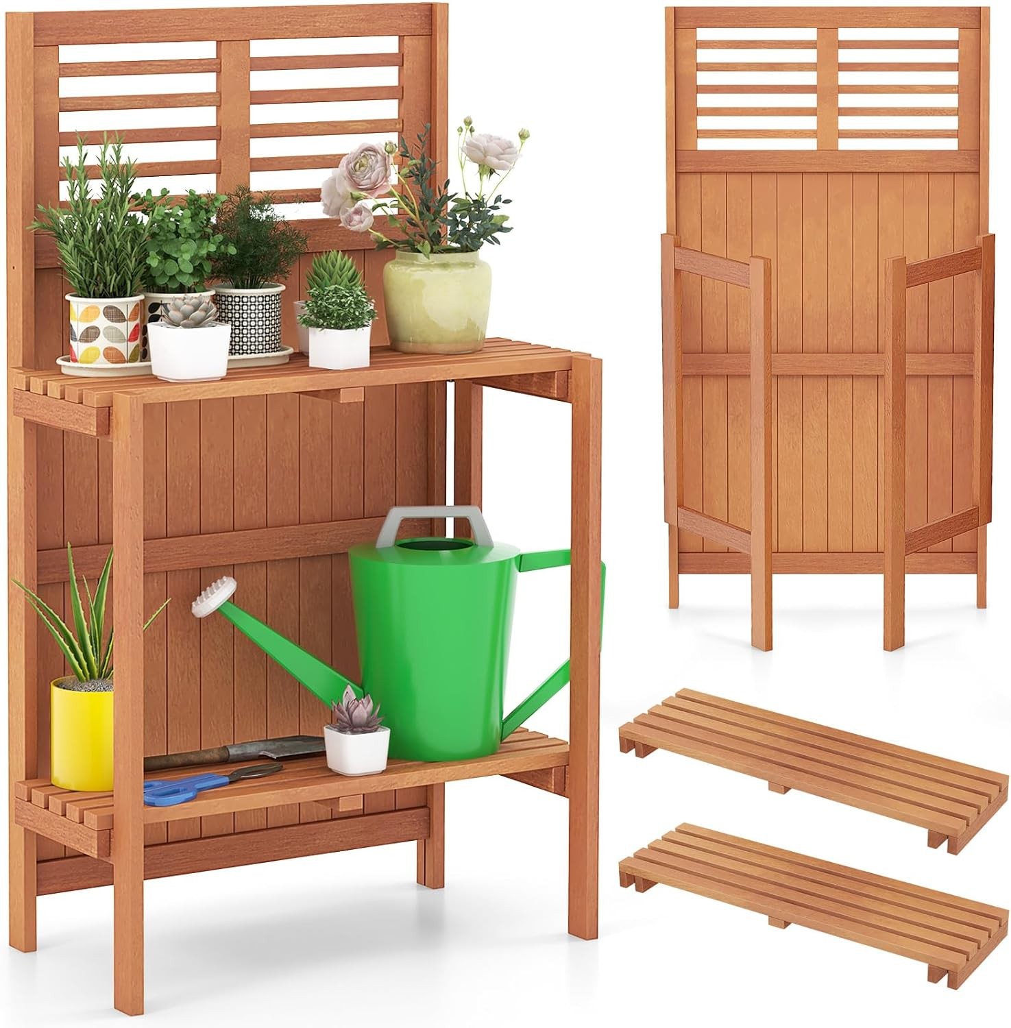 Garden Potting Bench Table Folding Potting Bench Outdoor Workstation