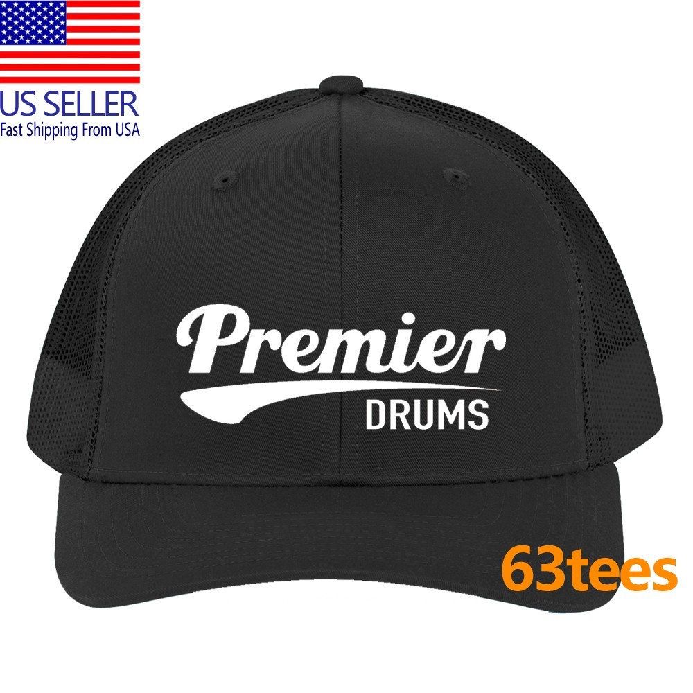 Premier Drums Black Printed Adjustable Trucker Hat Cap Adult Size