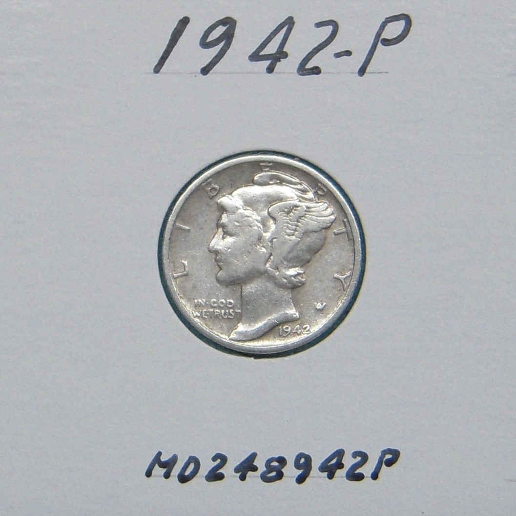1942-P Mercury dime, 90% silver dime