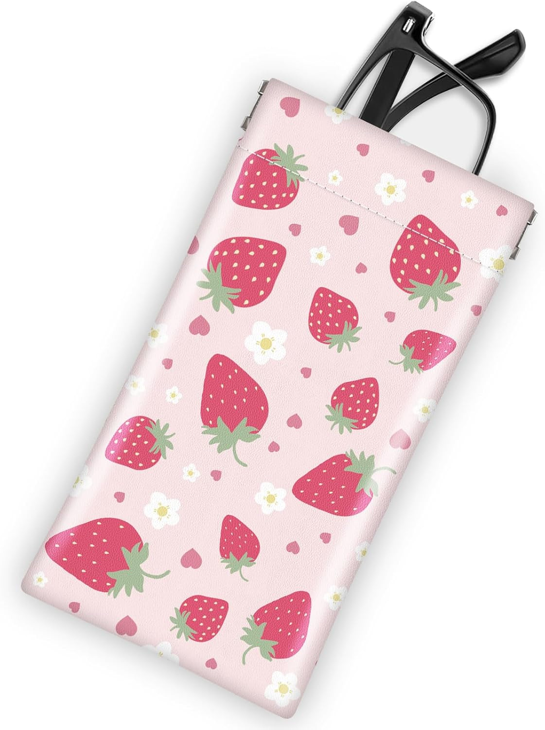 Soft Sunglasses Eyeglass Glasses Case,7x3.5inch Portable PU Leather Squeeze Top