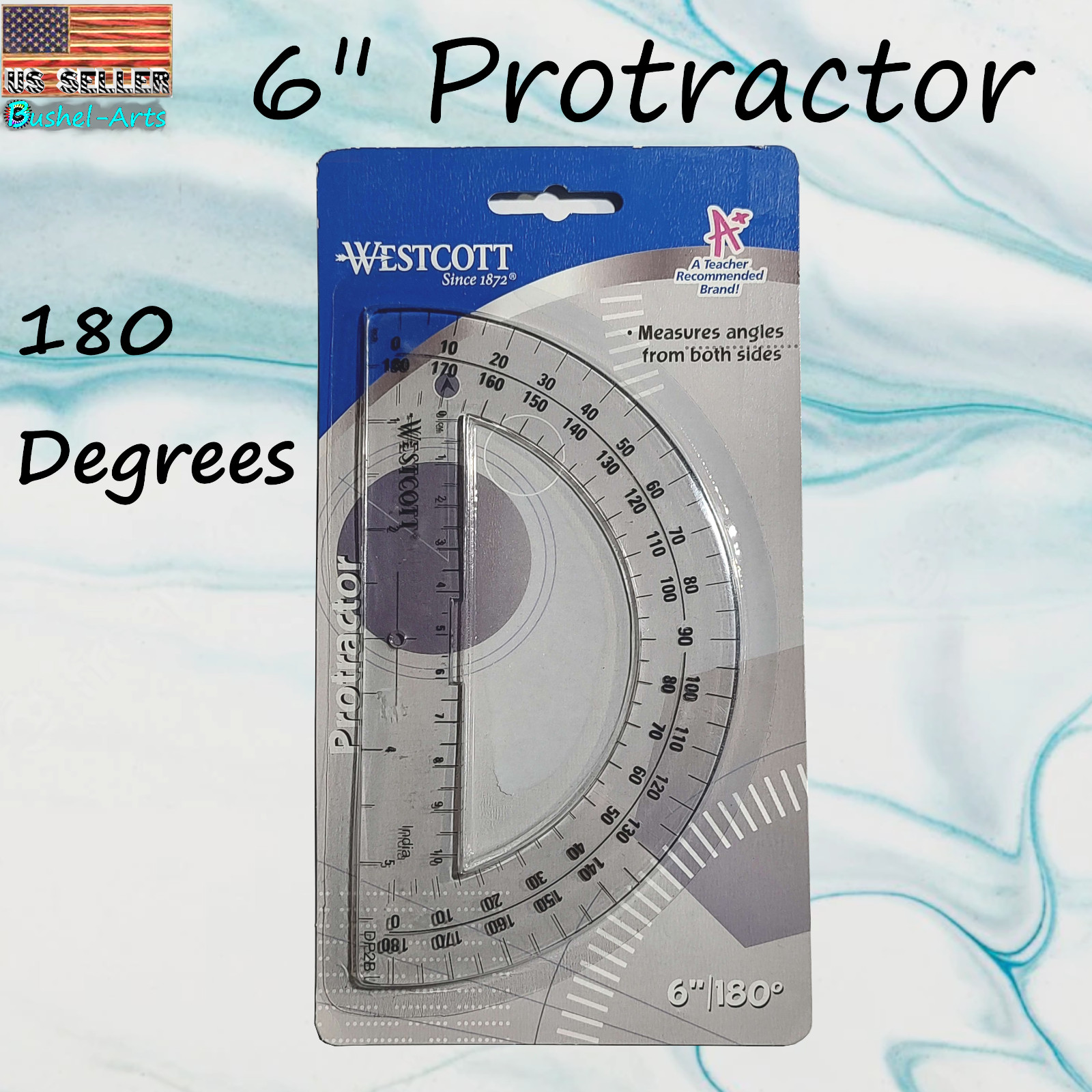 ACME Westcott Protractor 6" Inch ~180 Degree Angle Measuring Tool
