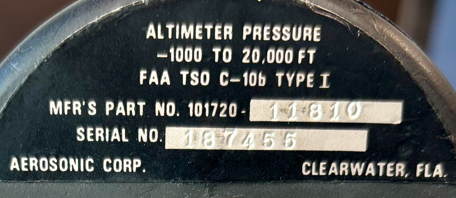 Altimeter Indicator 101720-11810 w/ April 2025 Inspected 8130