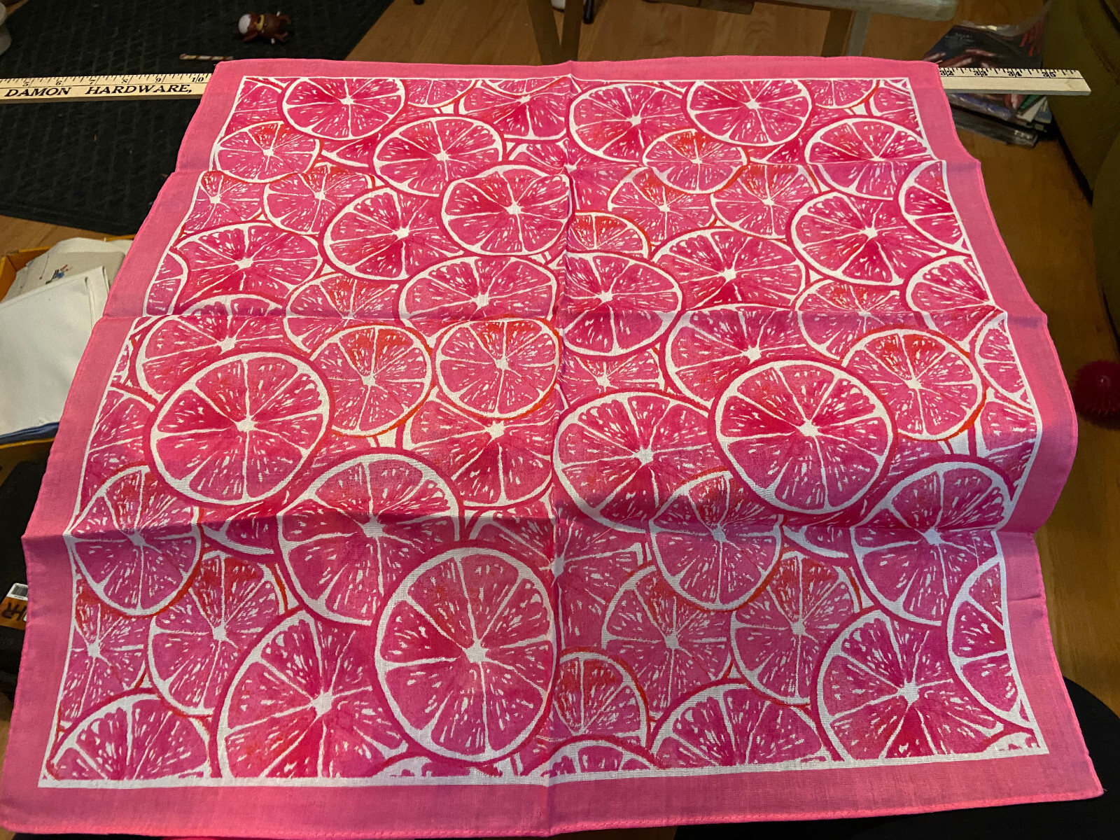 Pink White Citrus Lemon Grapefruit BANDANA Scarf Head Neck Wrap Handkerchief