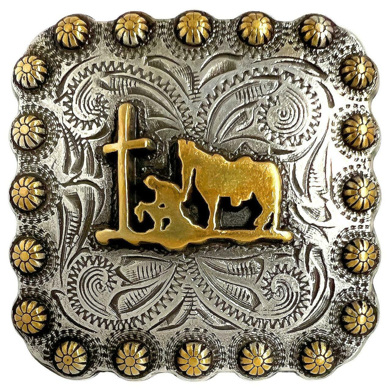 Western Equestrian Cowboy Tack (Set 6) Praying Cowboy Concho's