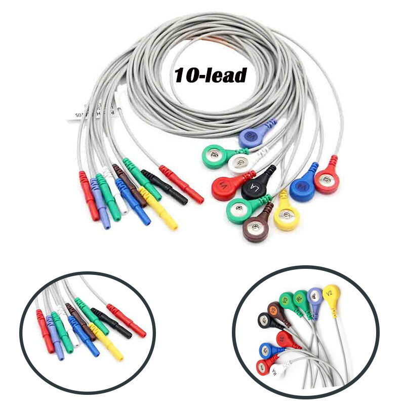 10-lead ECG/EKG wire snap ecg ekg holter ecg Cable for patient monitor 0.9m/3ft