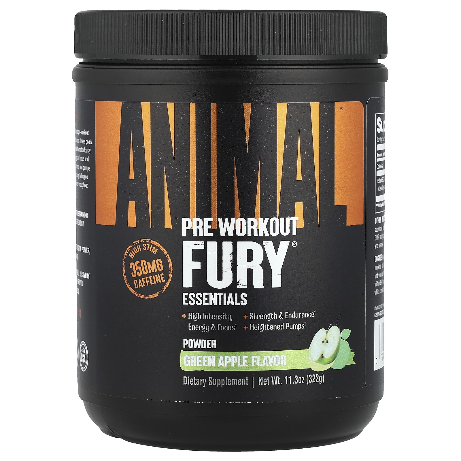 Fury® Essentials, Pre Workout, Green Apple, 11.3 oz (322 g)