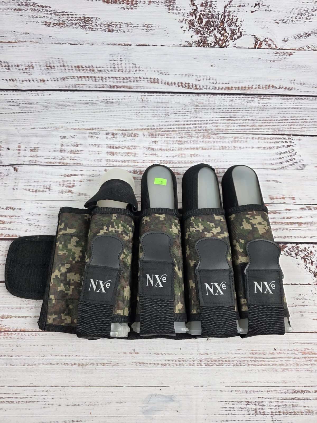 NXe Camoflage Harness Paintball Belt 4 Cannister Pouches With 4 Paintball Cans