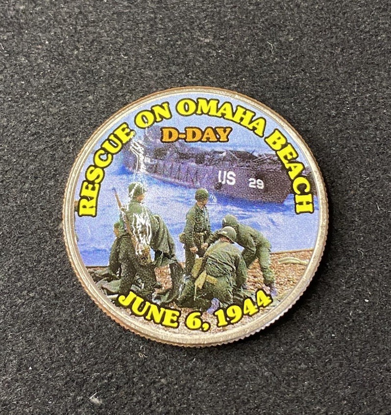 Colorized Kennedy Half Dollar D-Day Rescue On Omaha Beach Free Shipping