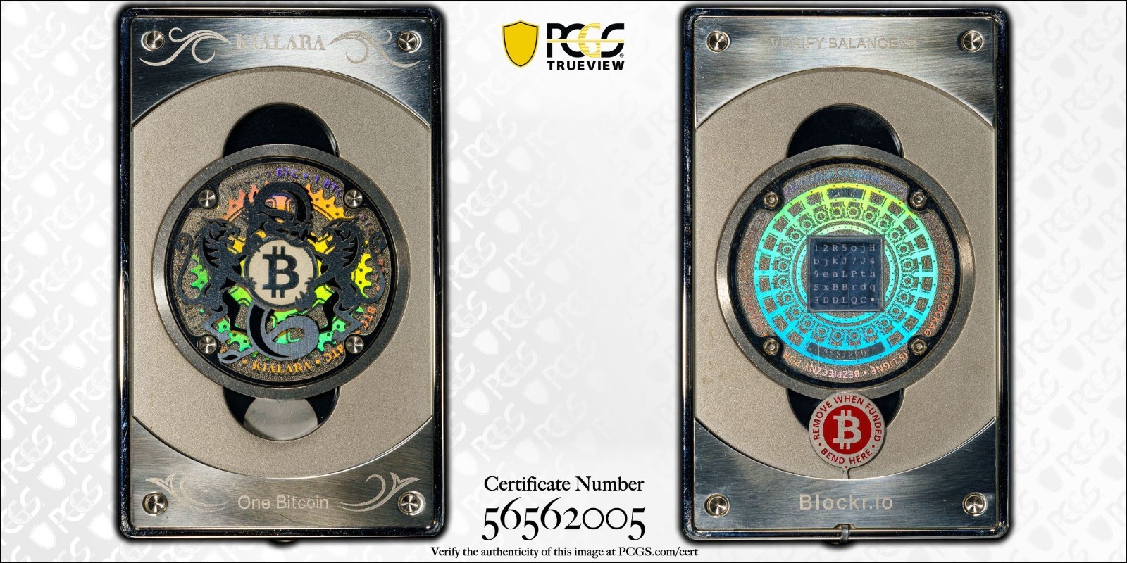 🔥KIALARA 2015 ORIGINAL W/SILVER 1 BTC PCGS GENUINE (LIKE CASASCIUS)🔥