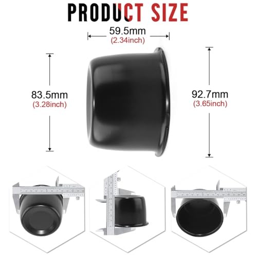 Stainless Steel Push Through Center Caps 3.31" Center Hole, 2.34" Height Black