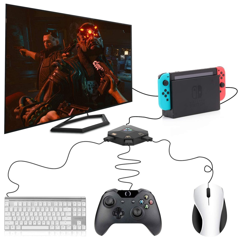 NS Wired USB Connection Keyboard and Mouse Adapter LED Indicator Converter