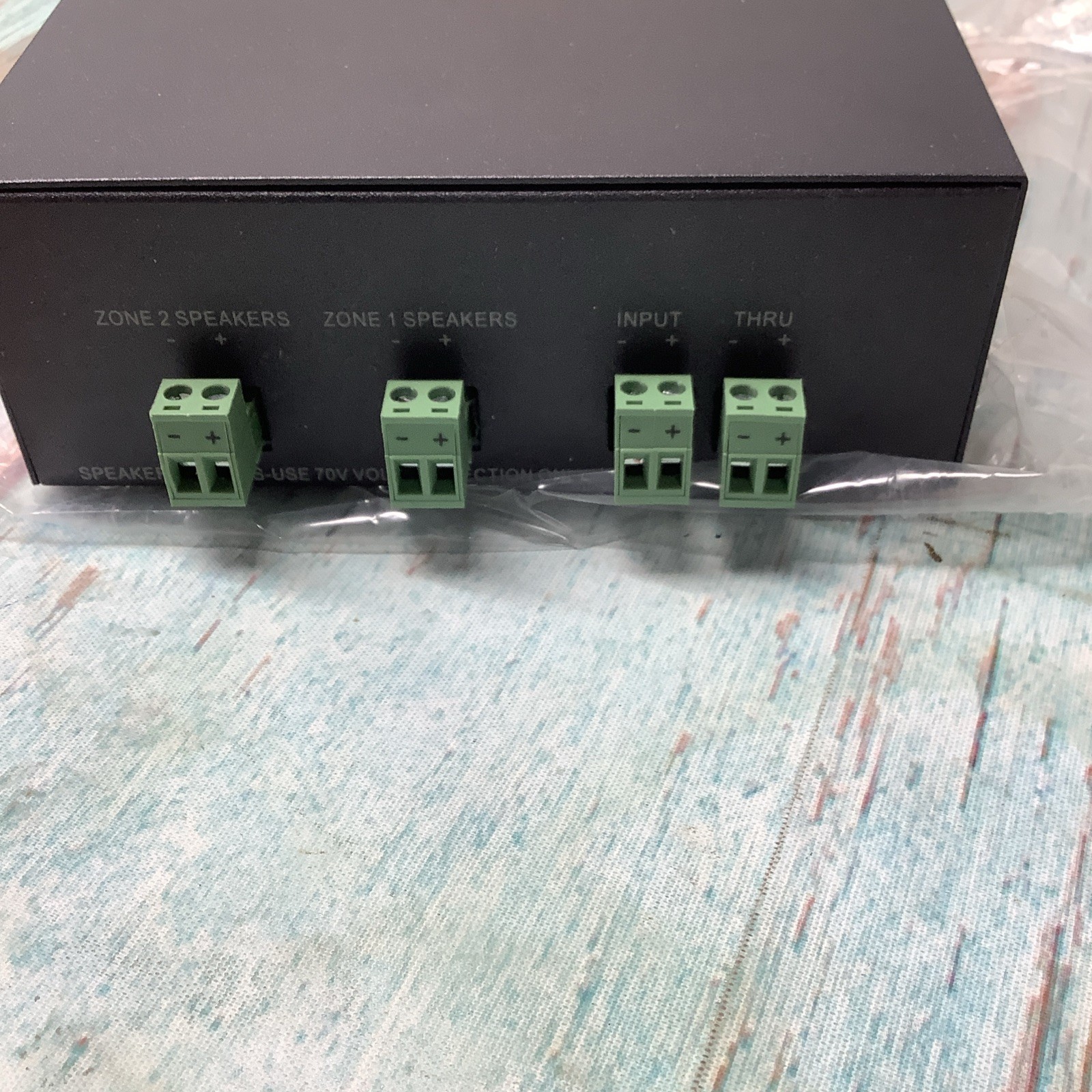 100W 70V 2-Zone Speaker Selector w/ Volume Control, Daisy Chain Pass Through