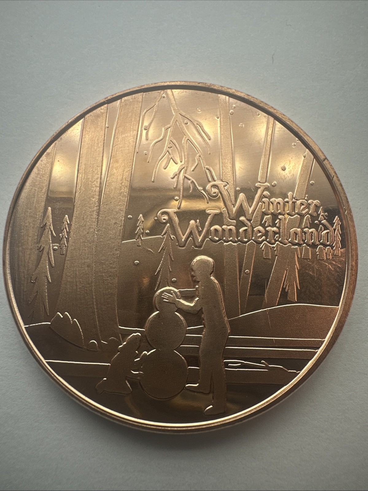 "Winter Wonderland!" Christmas Design 1oz .999 Copper round with Snowflake (7912