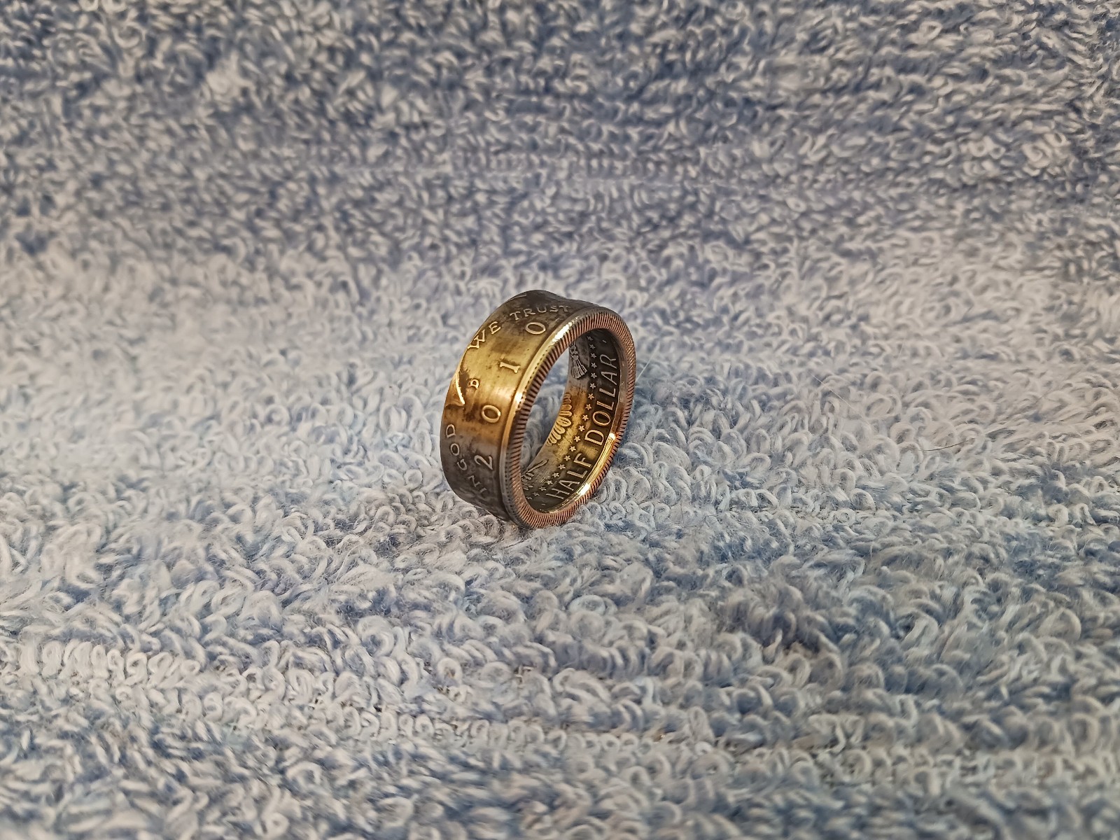 2010 Kennedy Half Dollars  size 9   coin ring  handmade mixed metals