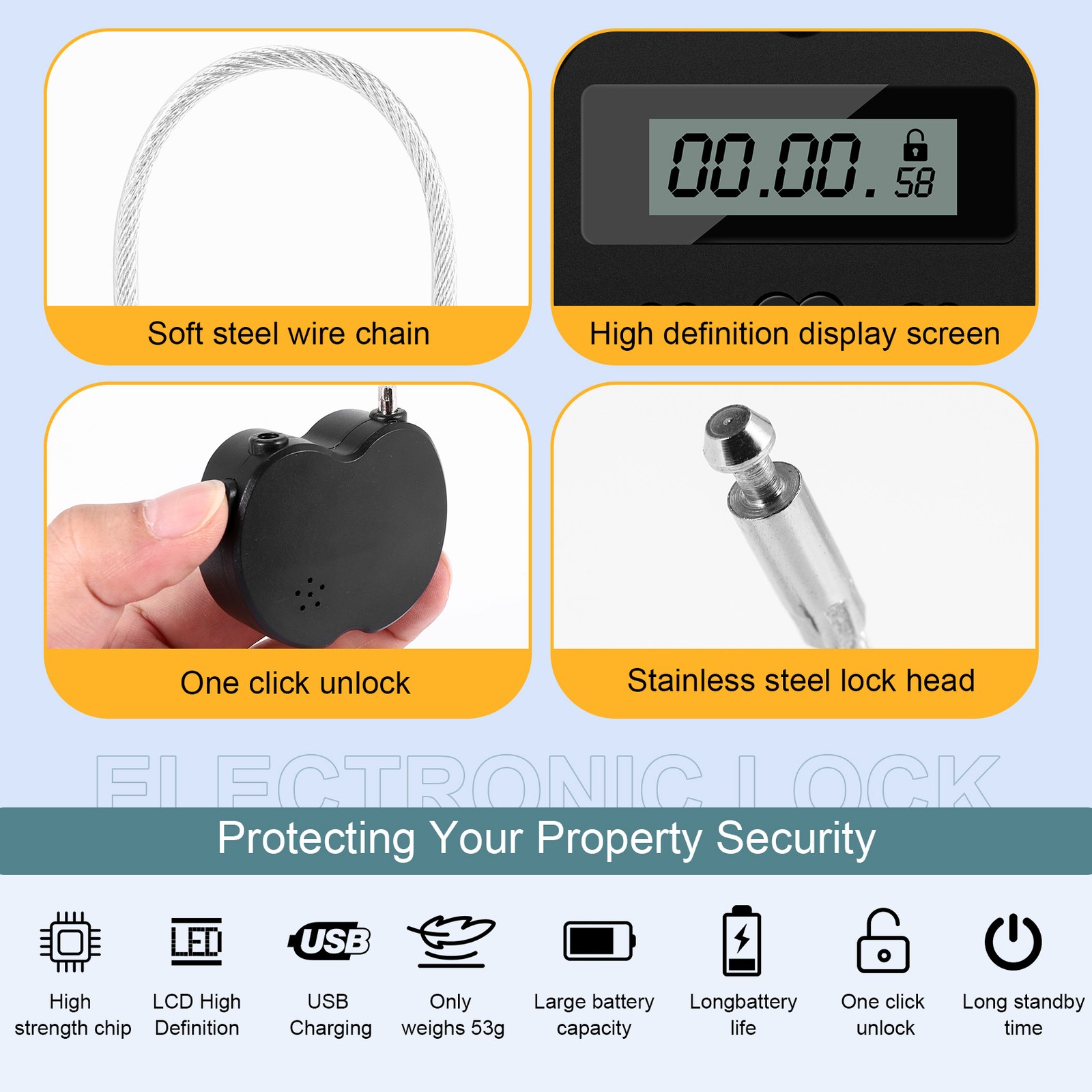 Time Lock LCD Display Time Lock Multifunction Travel Electronic Timer, 7816