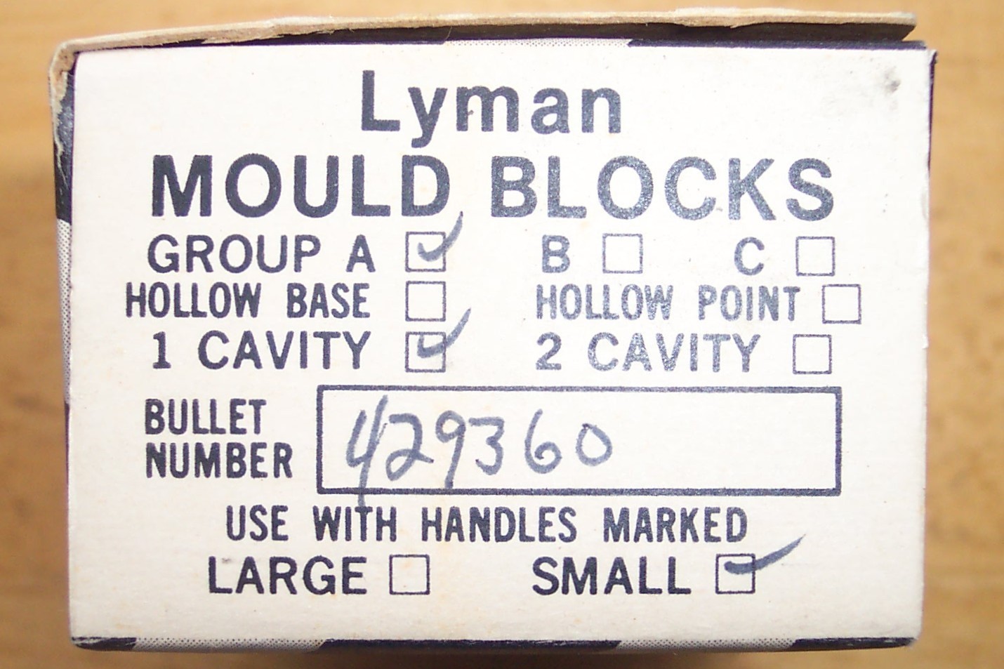 LYMAN 429360 SINGLE CAVITY 44 CALIBER 232 GRAIN MOULD UNUSED IN ORIGINAL WRAP