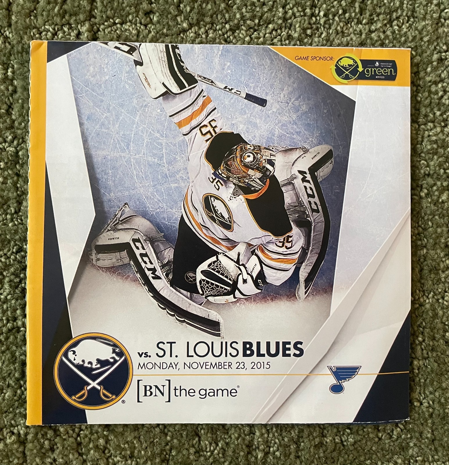Linus Ullmark 2015 Buffalo Sabres Program 11/23/15
