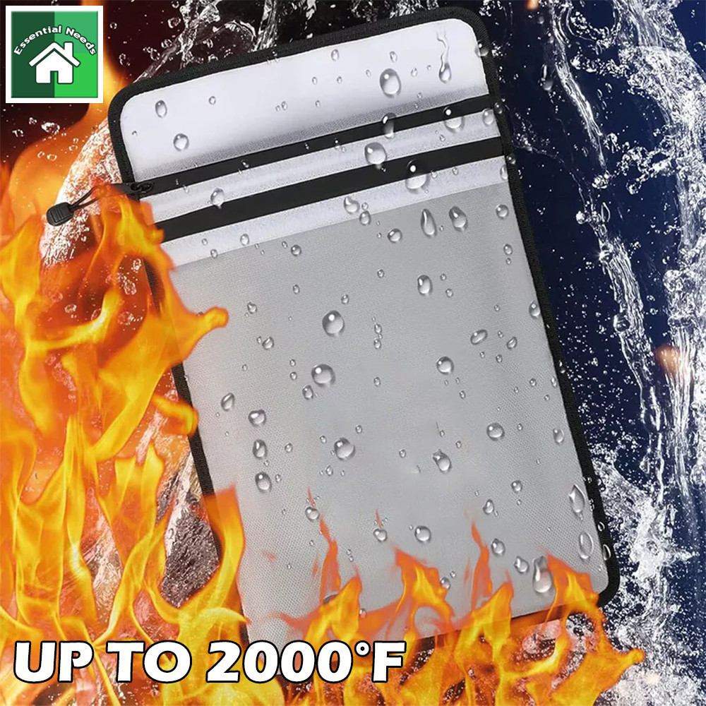 Large Fireproof Waterproof Document Bag Fire Proof Money Pouch Passport Folder