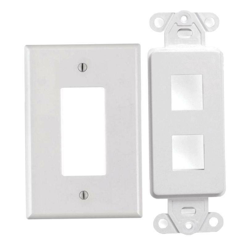 White 2 Port Decora Keystone Snap-in Jack Modular Wall Insert Cover Plate (5/pk)