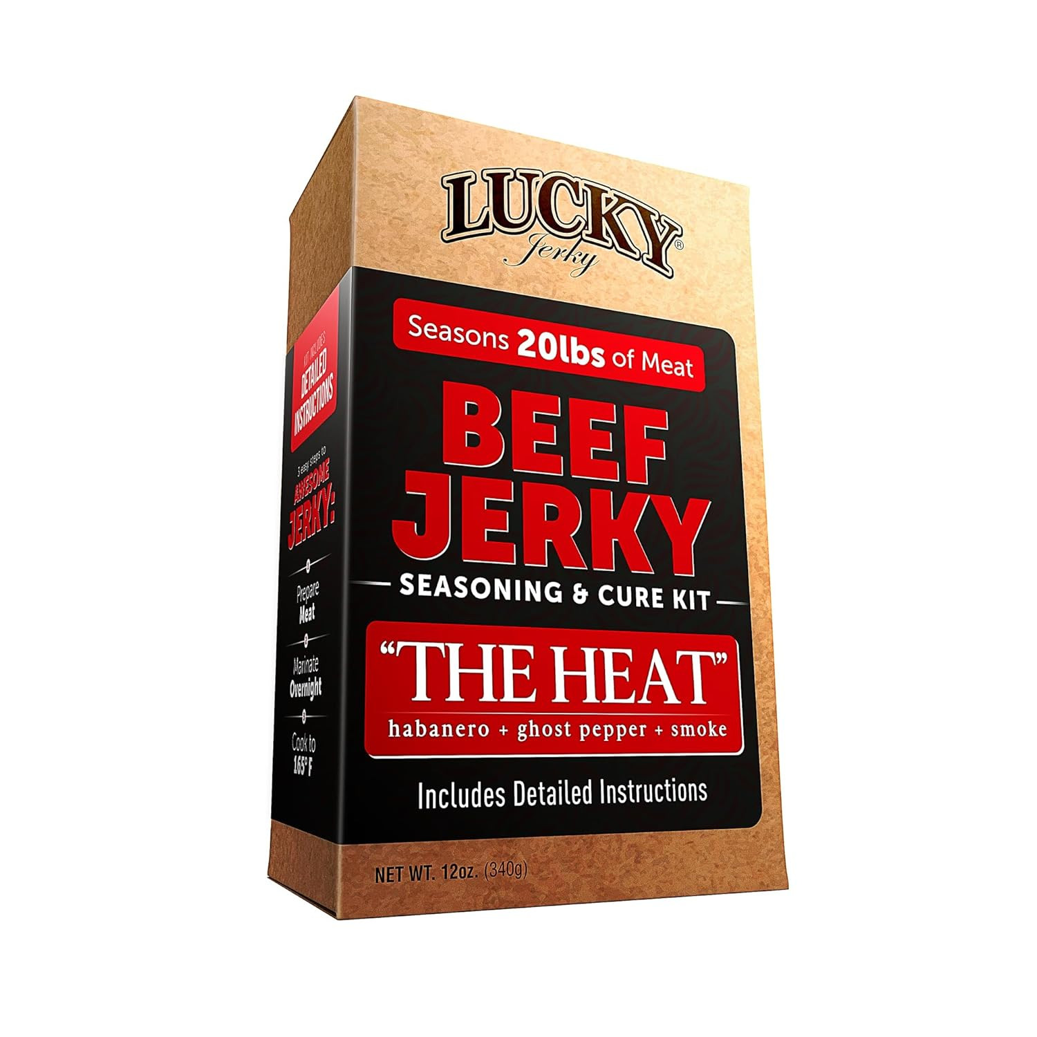 Lucky Jerky the Heat DIY Jerky Seasoning Kit - Seasons 20Lbs of Meat