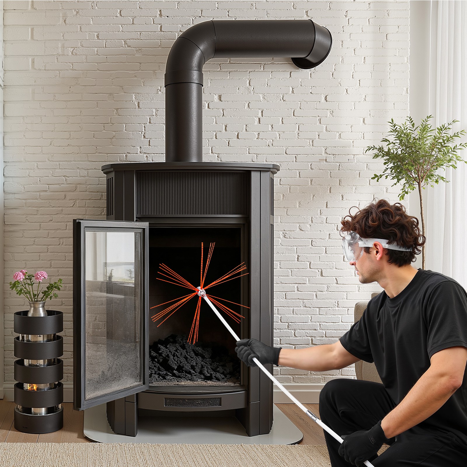 VEVOR Chimney Sweep Kit Fireplace Cleaning Tool Square Arch Rectangle Chimneys