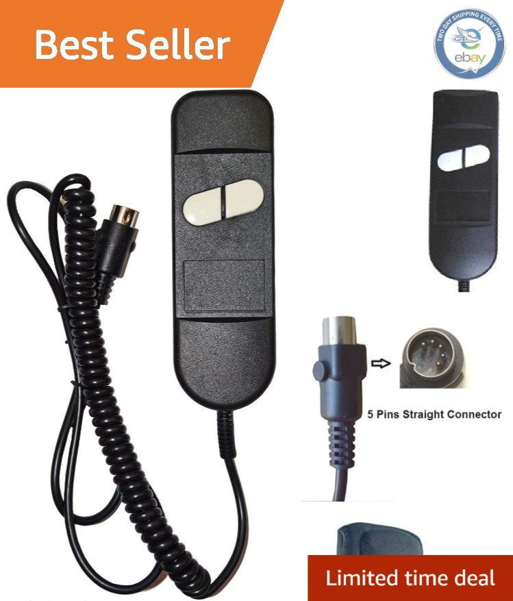 Compact 2-Button Lift Chair Control - Black Plastic Hand Remote for Mobility Aid