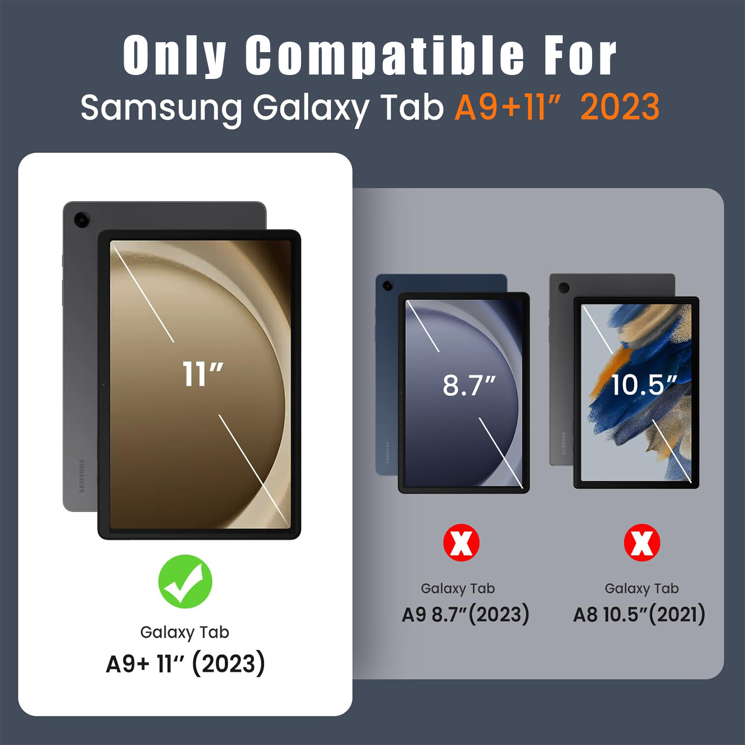 360° Rotatable Tablet Case Cover For Samsung Galaxy Tab A11+ Screen Protector