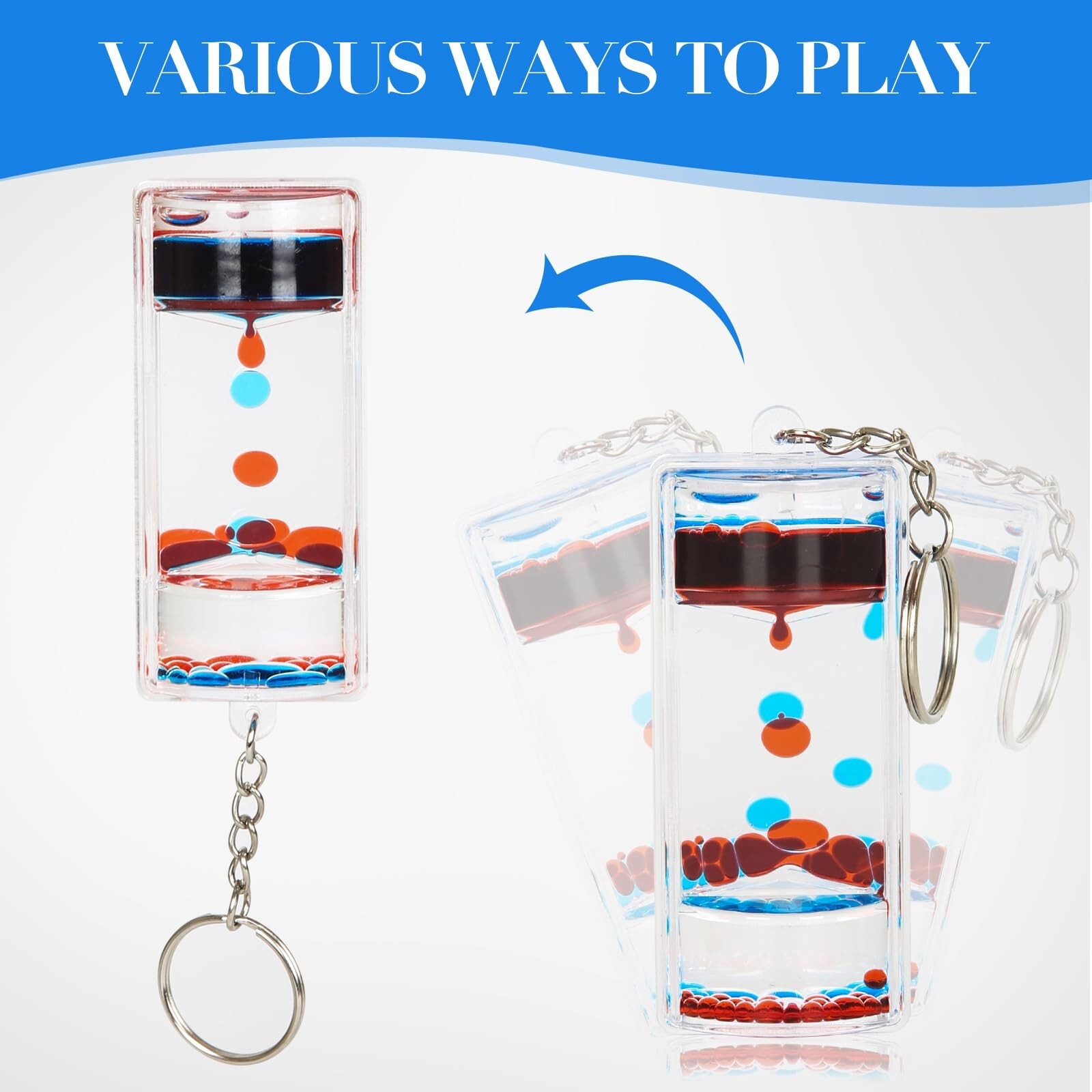 Dynamic Liquid Timers Key Chain Set, Colorful Motion Bubbler Timekeeper Key C...