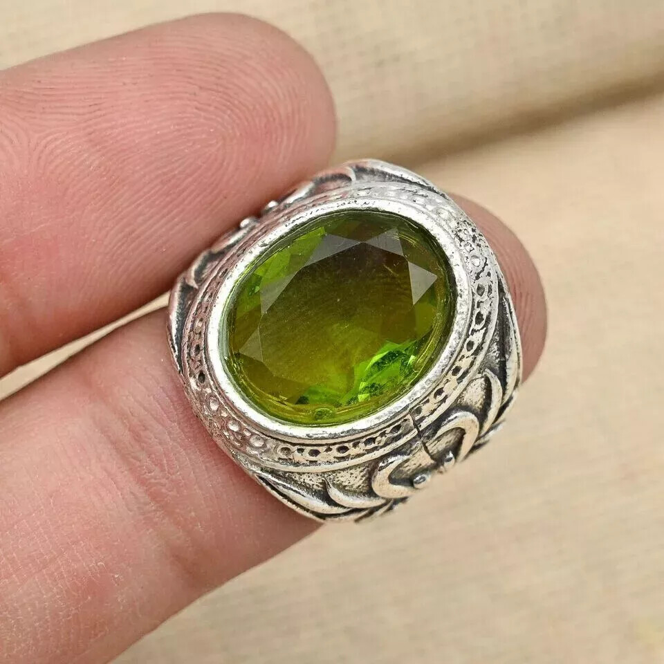 Peridot Gemstone Ring 925 Sterling Silver Designer Men's Gift Ring All Size D79