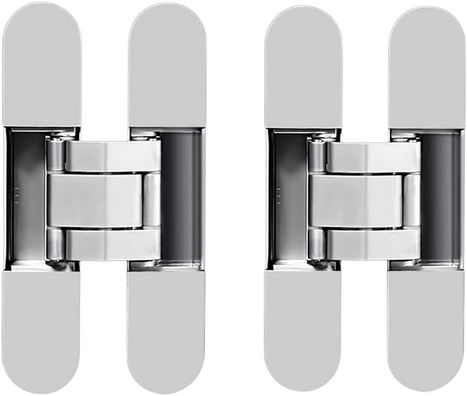 2-Pack Heavy Duty Hidden Door Hinges 180° for Seamless Doors, Silver