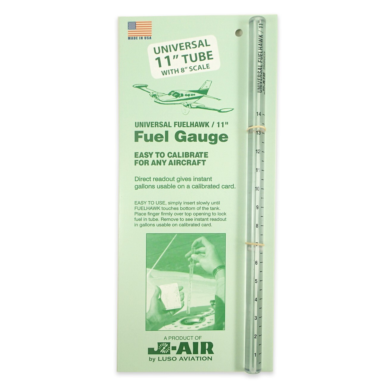 J-Air FUELHAWK Universal 11" Fuel Gauge Dip Stick Tube, Luso Aviation