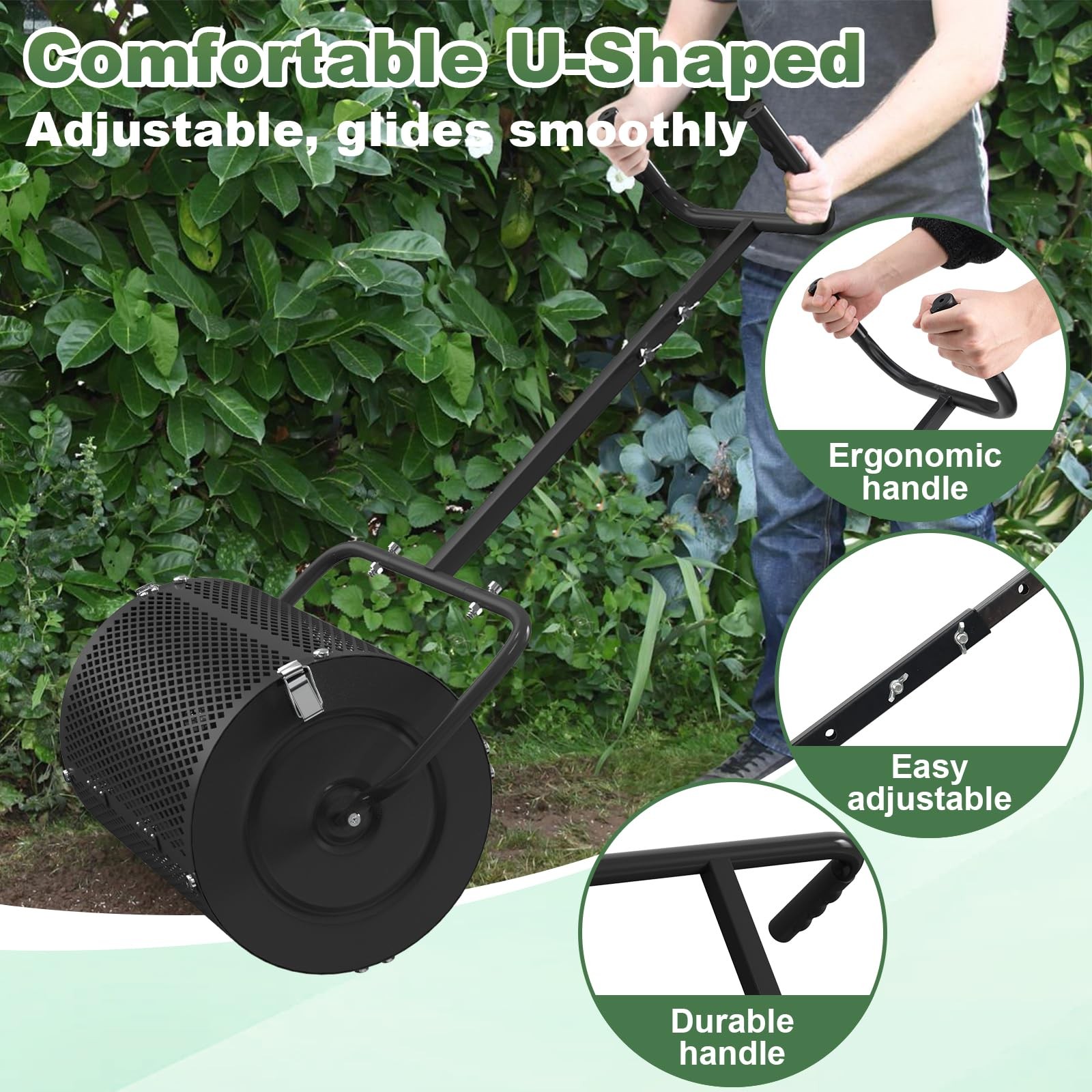 Lilyvane Compost Spreader, 24” Large Peat Moss Spreader with T Shaped Handle,...