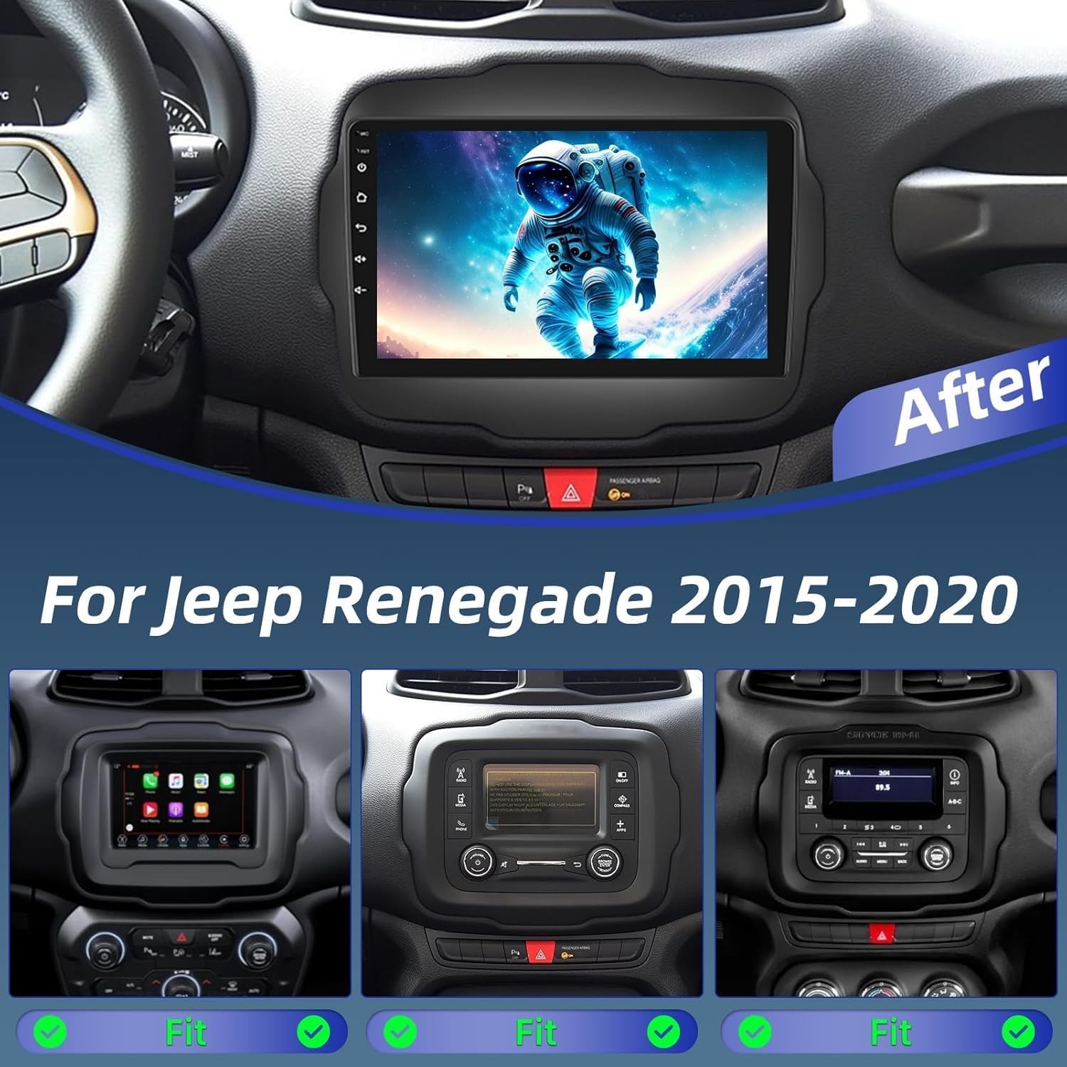 Android13 Car Stereo Radio GPS Navi Wifi FM RDS Wifi For 2015-2020 Jeep Renegade
