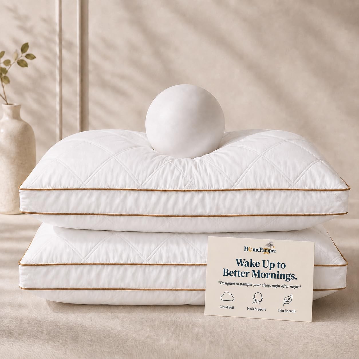 Pillows King Size Set of 2, Bed Pillows for Sleeping with 100% Cotton Shell, ...