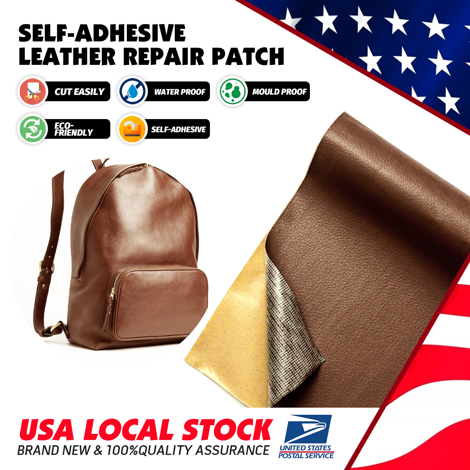 Brown Leather Repair Tape Self-Adhesive Patch For Car Seat Furniture Upholstery